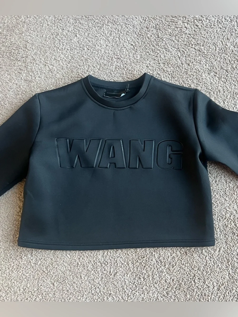 A. WANG Black Embossed Logo Cropped Sweatshirt. Size M. - Picture 1 of 7